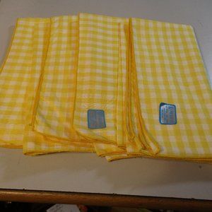 Bundle of  4 Vintage Romatch Yellow & White Cotton Cloth Fabric Napkins …